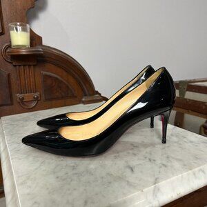 Christian Louboutin Kate 55 Black Patent Kitten Heels size 37